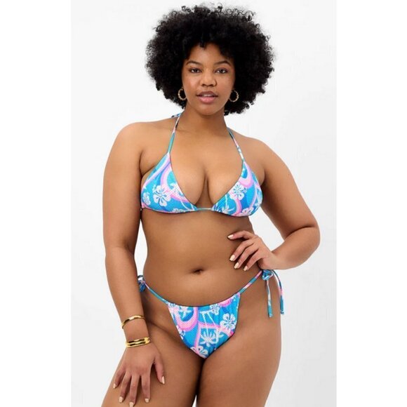 💕FRANKIES BIKINIS💕 Tia Mesh Triangle Top + String Bottom ~ Tropic Love XL NWOT - Picture 6 of 12